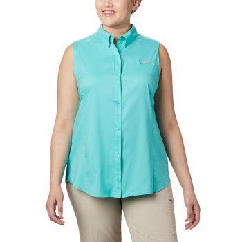 Columbia PFG Tamiami Sleeveless Plus Size, Camisa Azules Para Mujer | 138925-SNI